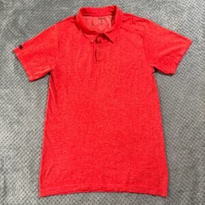 RHONE Men's Red Short Sleeve Button Activewear Polo Shirt Sz M